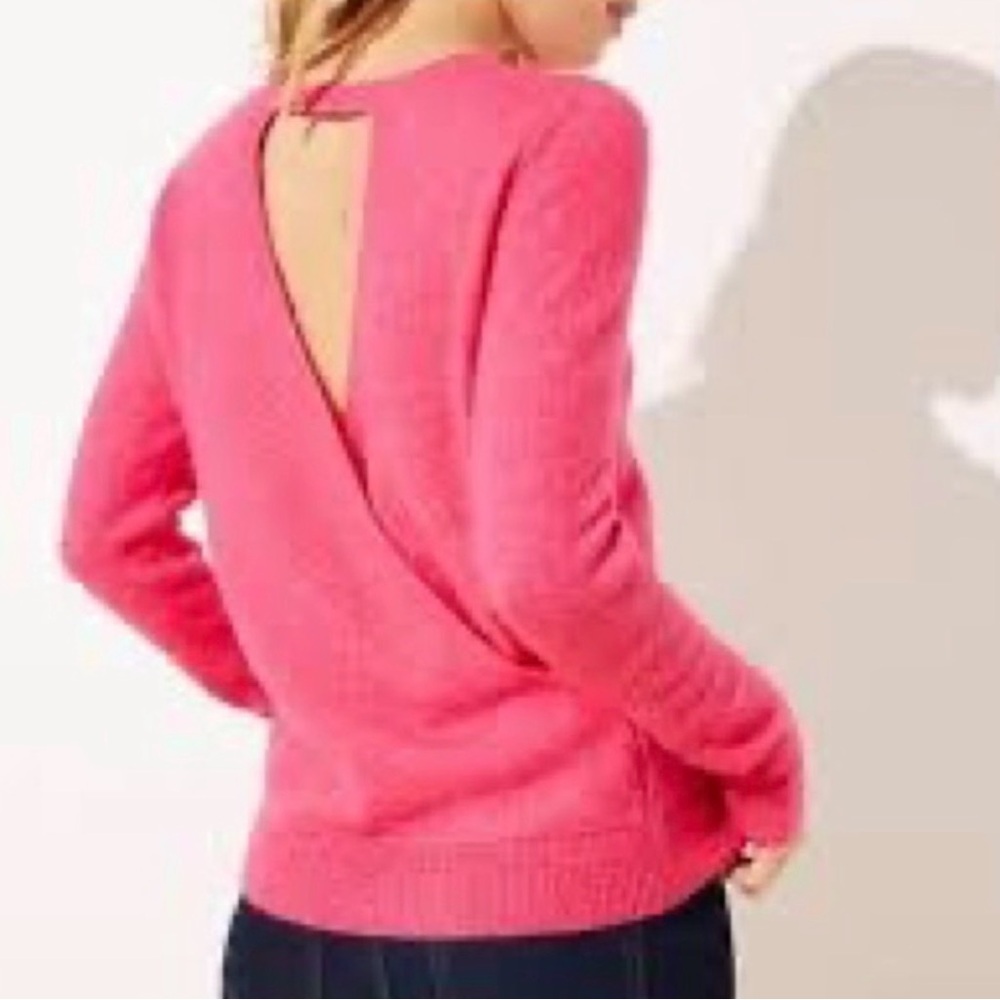 Loft Women’s Pink Crew-Neck Open-Back Cozy Sweater Size SP